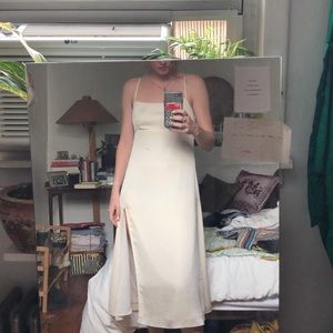 Aritzia cream silk babydoll dress